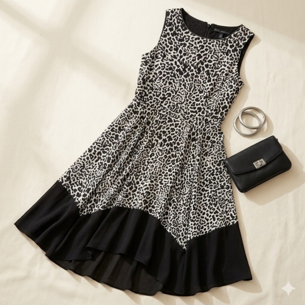 White House Black Market Leopard High-Low Dress 8